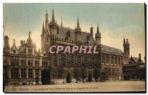 Old Postcard Brugge Justice de Paix The Hotel de Ville and the St Blood Chapel