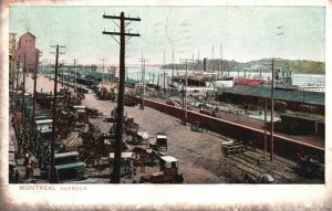 Vintage Postcard 1907 Harbour Shipping Docks Driveway Carriage Montreal Canada