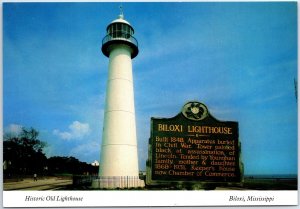 VINTAGE CONTINENTAL SIZED POSTCARD HISTORIC LIGHTHOUSE AT BILOXI MISSISSIPPI