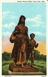 Vintage Postcard 1920's Pioneer Woman Statue Ponca City Oklahoma OK MCNC Pub.