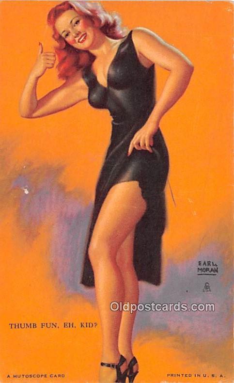 Thumb Fun Earl Moran 1945 Mutoscope Artist Pin Up Girl Non Postcard 