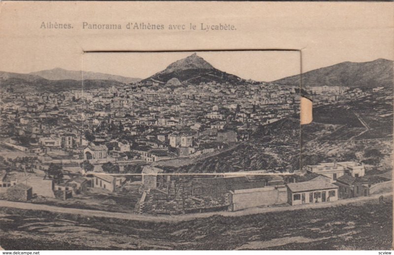 ATHENS , Greece , 1925 ; Pop-out Views ; Panorama d'Athenes avec le Lycabete