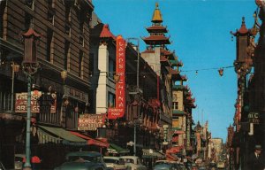 c.1960's Vintage Cars Chinatown Grant Ave San Francisco Ca. Postcard 2T3-568