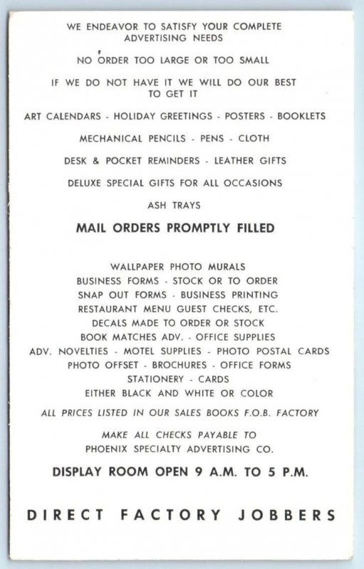 PHOENIX SPECIALTY ADVERTISING, Arizona AZ ~Foldable Business Card TOM & BEA REED