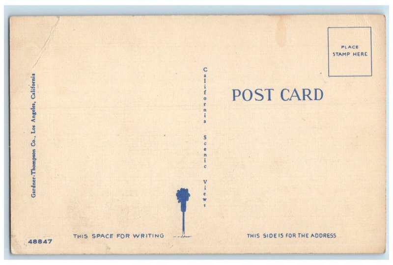 c1950's Map California Missions Pacific Ocean CA Gardner-Thompson Co. Postcard