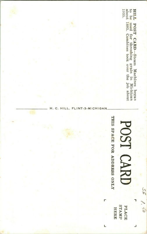 Vtg Postcard Steam Threshing Machine Steam Power for Threshing Grain UNP