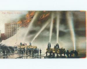 D-back FIREMEN USE ANTIQUE FIRE ENGINES Postmarked New York City NY E9730