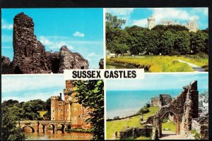 Sussex Postcard - Views of Sussex Castles - Pevensey, Arundel, Hastings  RS804