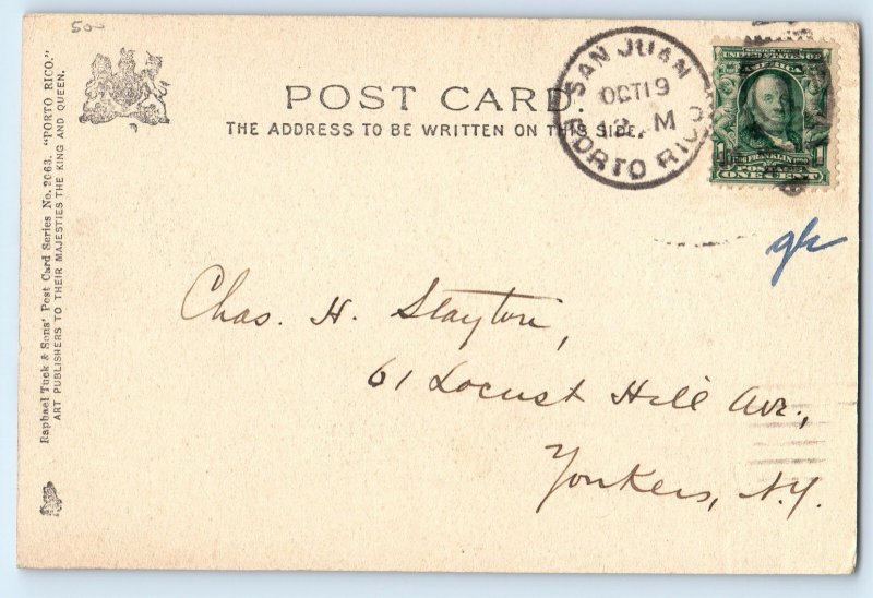 Mayaguez Puerto Rico Postcard Plaza and Cathedral 1905 Antique Tuck Art