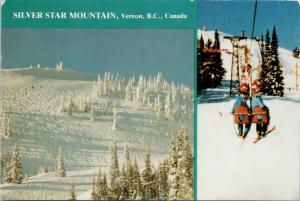 Silver Star Ski Area Vernon BC Multiview Skiing c1988 Postcard D59 *As Is