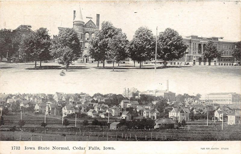 Cedar Falls Iowa State Normal School~University of Northern Iowa~2 Views~c1905