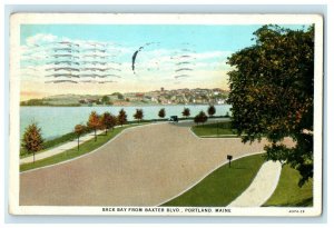 1933 Back Bay from Baxter Boulevard, Portland Maine ME Vintage Postcard