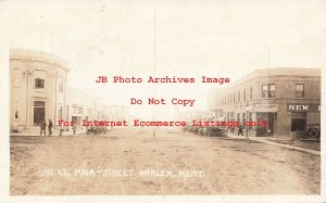 MT, Harlem, Montana, RPPC, Main Street, Business Section, Unknown No 22