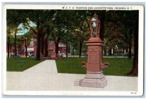 c1930's W. C. T. U. Fountain And Lafayette Park Fredonia NY Antique Postcard