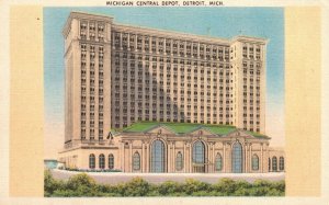 Vintage Postcard Michigan Central Depot Historical Landmark Detroit Michigan MI