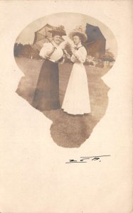 Ladies with Parasols Real Photo Vintage Postcard AA69740