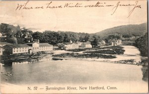 View Overlooking Farmington River, New Hartford CT c1907 Vintage Postcard M74