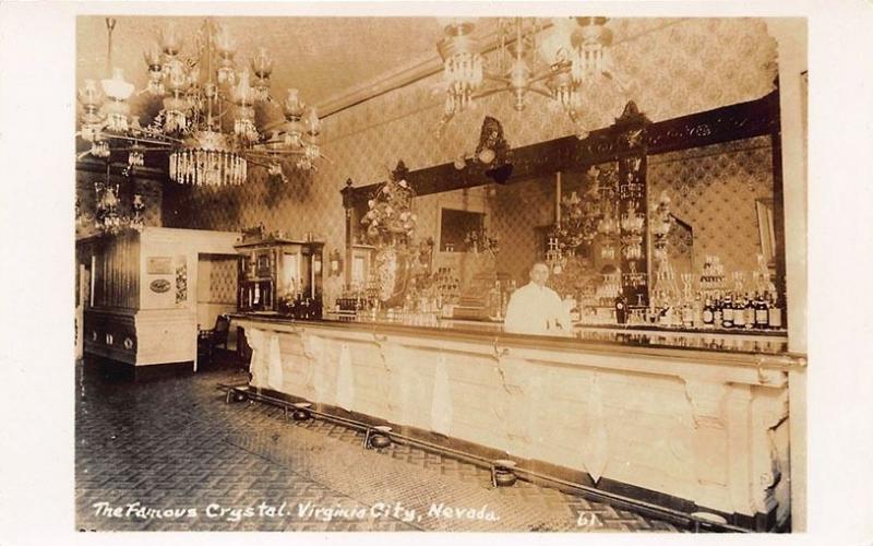 Virginia City NV The Famous Crystal Interior Liquor Real Photo Postcard