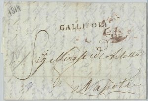 60698 - ITALIA  REGNO - STORIA POSTALE  -  BUSTA PREFILATELICA da GALLIPOLI 1819