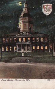 Maryland Annapolis The State House At Night 1908