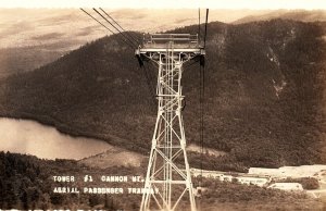 1930 CANNON MT N.H. FRANCONIA NOTCH AERIAL PASSENGER RAILWAY RPPC POSTCARD P1660