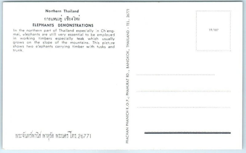 Postcard - Elephants Demonstrations - Chiengmai, Thailand