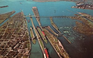 Vintage Postcard International Bridge Connecting Sault Michigan And Canada