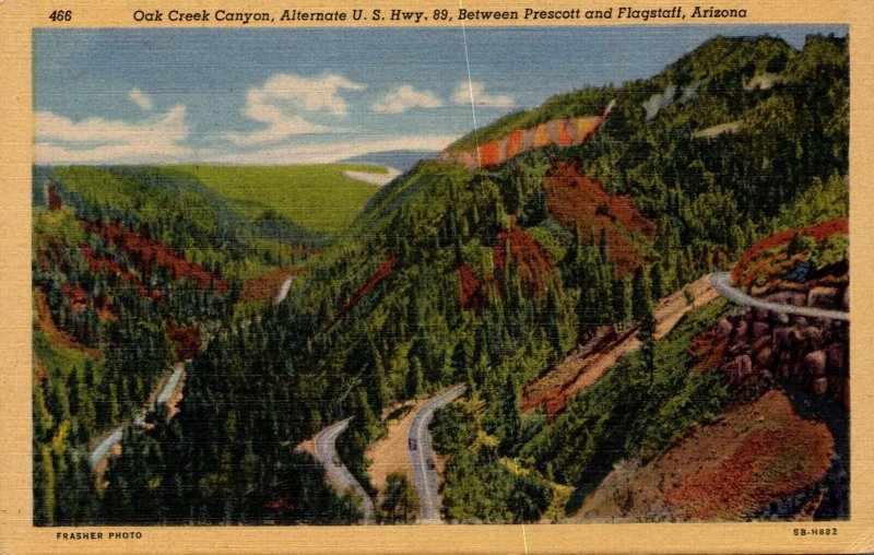 Arizona Oak Creek Canyon Between Prescott and Flagstaff Curteich