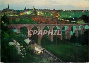 Postcard Modern Luxembourg Night Panorama City High