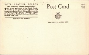 Vtg Hotel Statler Park Square at Arlington Street Boston MA Postcard