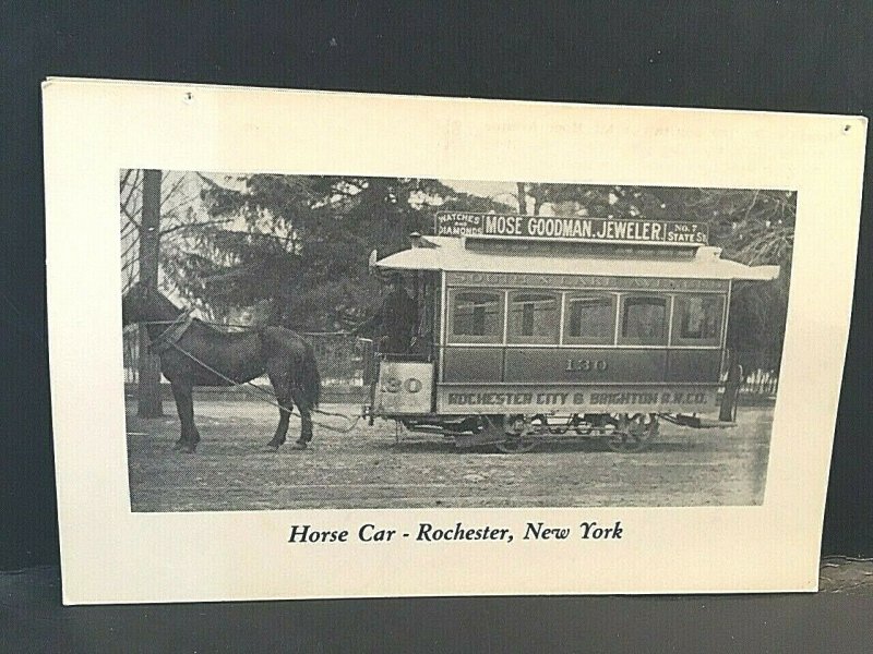 Postcard Trolley Series Picture of Horse Car in Rochester, NY    T7