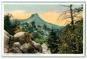 c1940's Thumb Butte Curiously Shaped Rock View Near Prescott Arizona AZ Postcard