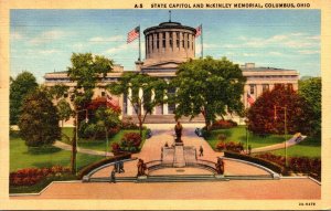 Ohio Columbus State Capitol and McKinley Memorial 1942 Curteich