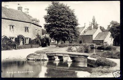 gloucestershire LOWER SLAUGHTER, Street Scene 1955 RPPC