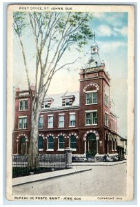 1926 Post Office Building St. Johns Quebec Canada Vintage Posted Postcard