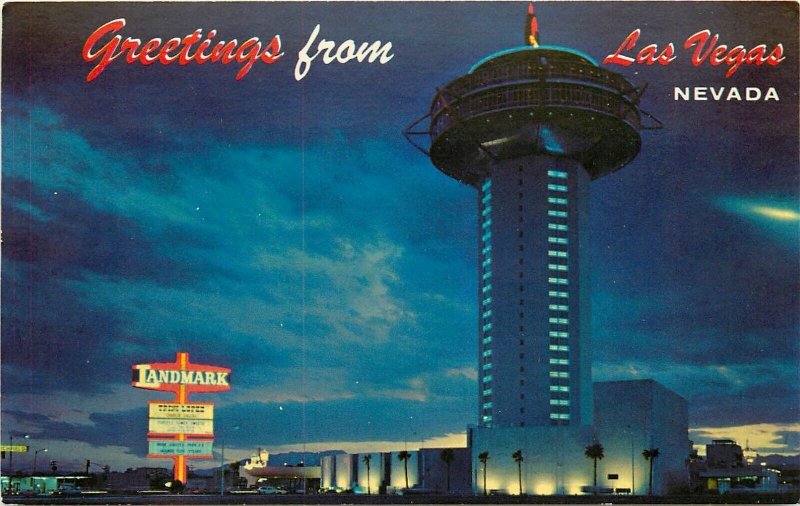 Postcard 1960s Nevada Las Vegas Landmark Hotel Tower Crocker NV24-2056