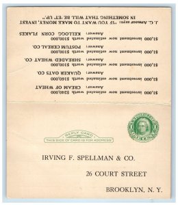 Stock Trading Irving Spellman & Co.  Brooklyn NY Advertising Fold Out Postcard