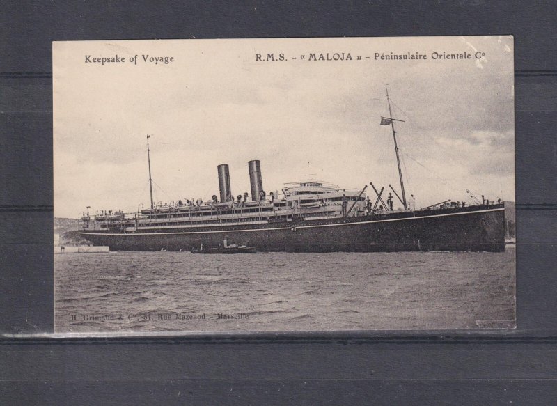 P & O  MALOJA, INDIA CHINA-AUSTRALIA MAIL & PASSENGER SERVICES, c1920 ppc.