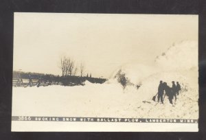RPPC LAMBERTON MINNESOTA RAILROAD TRAIN BUCKING SNOW AZO REAL PHOTO POSTCARD