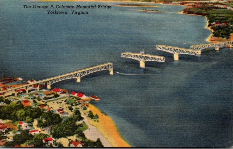 Virginia Yorktown The Georhe P Coleman Memorial Bridge Across York River Curt...