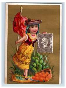 1870s-80s D. Crawford Christmas Presents Girls & Postage Stamps #2 Lot Of 6 F183