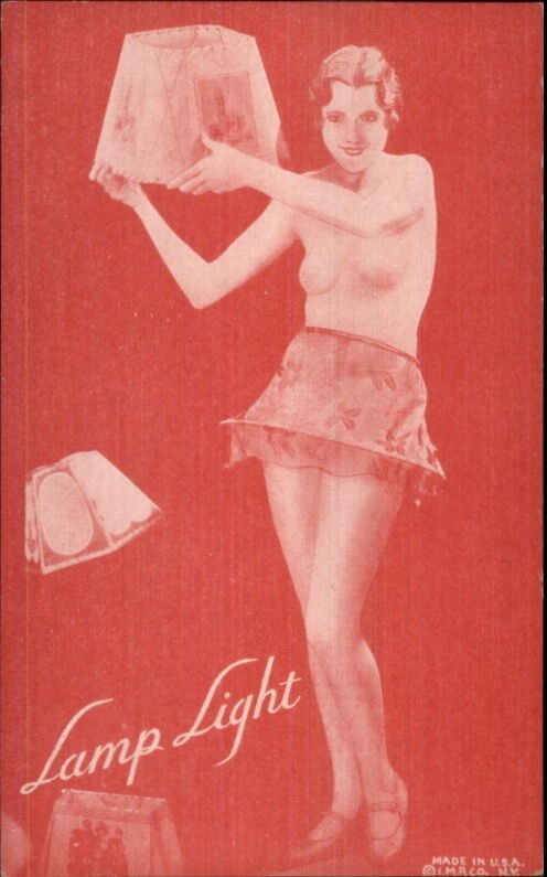 Nude Sexy Showgirl Pin-Up Exhibit Mutoscope Card RED TINT SERIES LAMP LIGHT