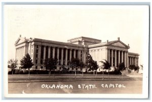 c1940's Oklahoma State Capitol Building Street View Vintage RPPC Photo Postcard