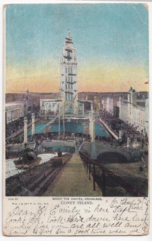 USA; Shoot The Chutes, Dreamland, Coney Island PPC, 1906 Liable To Letter Rate