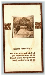 Vintage 1912 Greetings Postcard Longfellow Poem Small Waterfall in the Woods