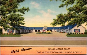 Linen Postcard Motel Marion Deluxe Motor Court Route 13 in Marion, Illinois