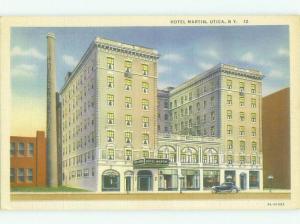 Unused Linen MARTIN HOTEL Utica New York NY hr7272