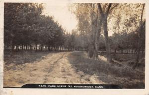 Moundridge Kansas~Park Scene~Trees along Dirt Road~McPherson County~1909 RPPC