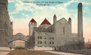 Vintage Postcard 1910's View Allegheny Co. Jail & Bridge of Sighs Pittsburgh PA