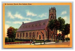 Vintage 1940's Postcard St. Lawrence Catholic Church New Bedford Massachusetts